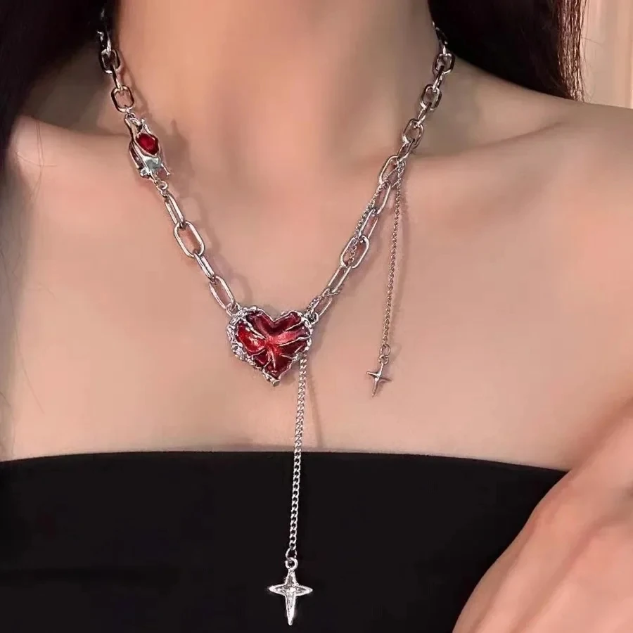 الأحمر الحمم القلب ستار الصليب - مراجعة Women'S Emo Accessories وسعره